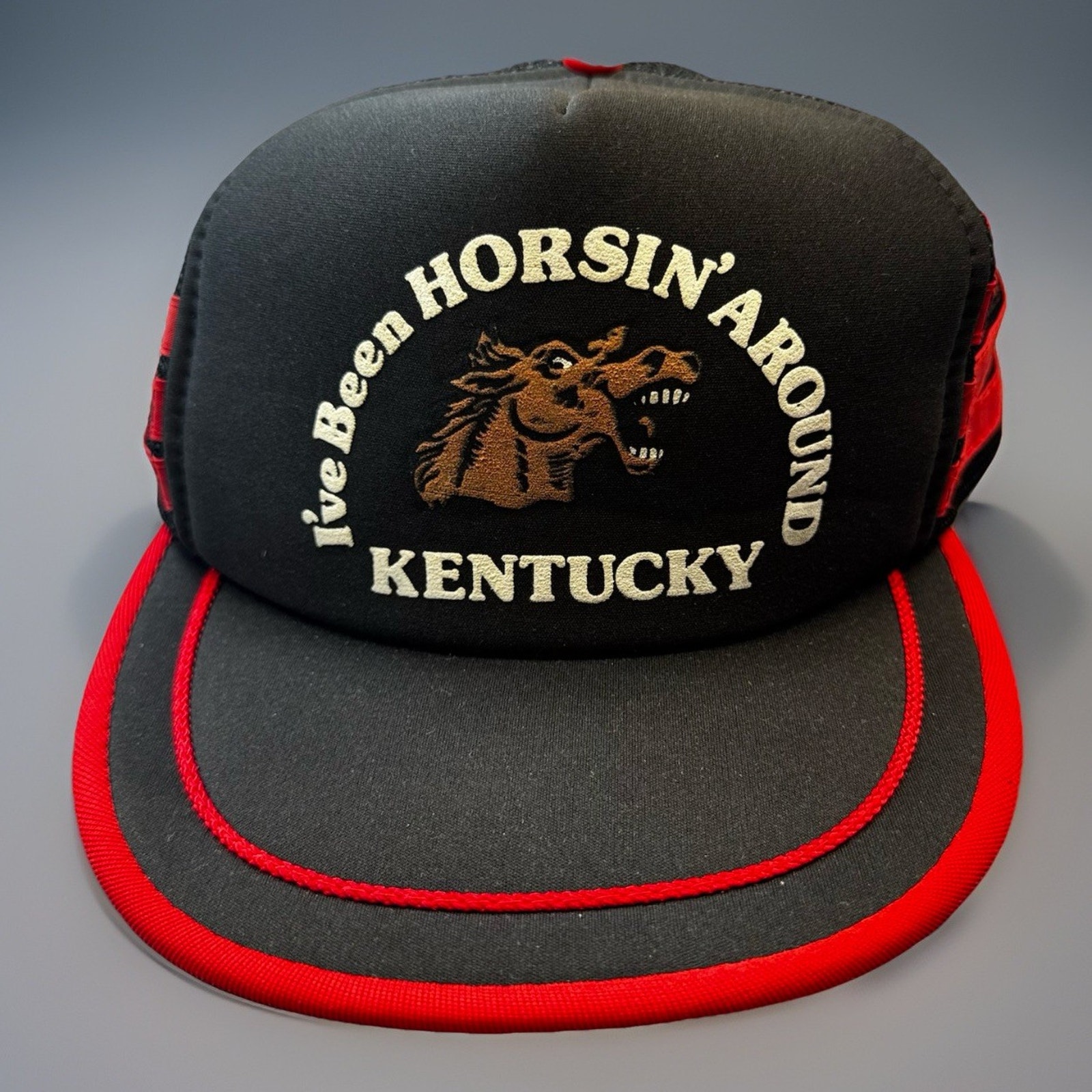 Vintage Ive Been Horsin Around Kentucky Mesh Trucker Snapback Hat Nissin 892